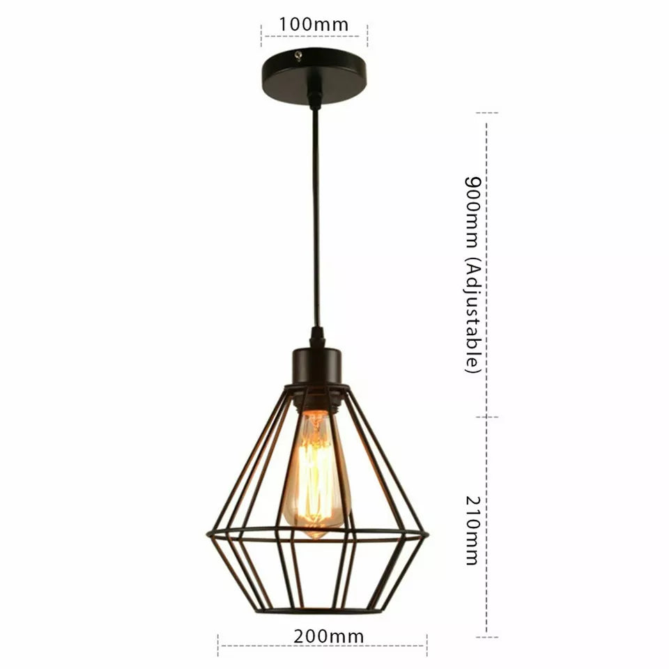 Industrial Metal Bulb Guard Wire Cage Ceiling Pendant Light