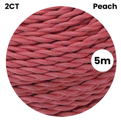 2 Core Twisted Electric Cable Peach Color Fabric 0.75mm