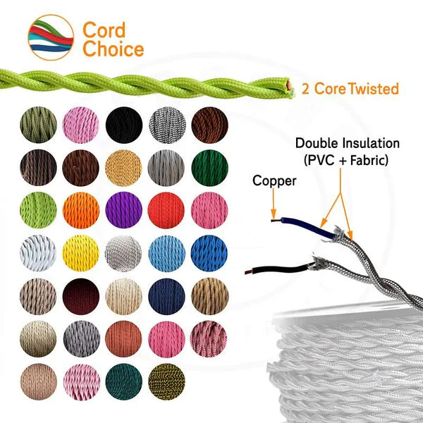 2 Core Twisted Electric Cable Army Green color fabric 0.75mm