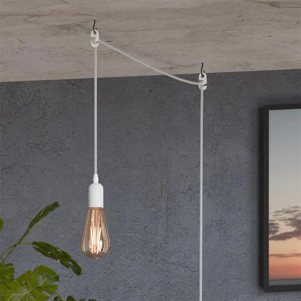E27 Plug-in Hanging Pendant Light Fixture White | No Wiring Required Portable Lamp