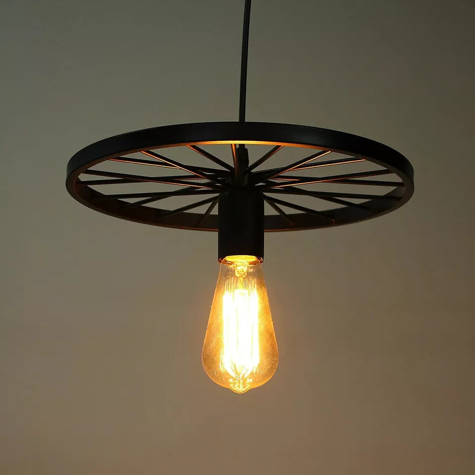 Modern Industrial Retro Pendant Lamp Ceiling Light Wheel Light