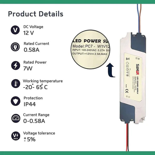 LED Driver 7W/15W/35W/60W DC 12V Constant Voltage Power Supply Adapter