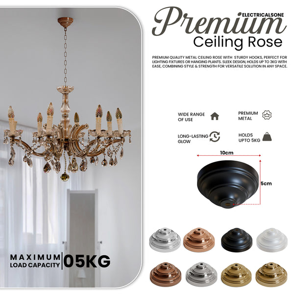 Ceiling Rose Front Fitting Metal Finish Light Fitting Cord Grip Plate Light