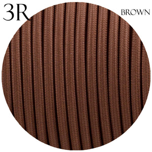 3 core Round Vintage Braided Fabric Brown Cable Flex 0.75mm