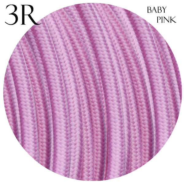 3-Core Round Baby Pink Lighting Fabric Braided Cable