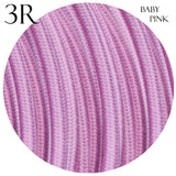 3 core Round Colour braided lighting Fabric Baby Pink Cable