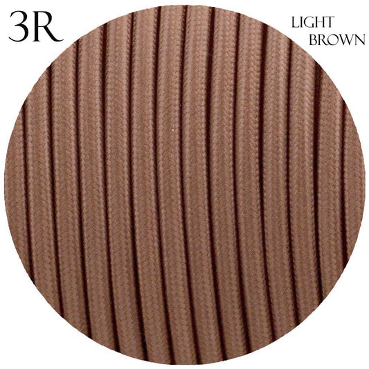 3 Core Round Vintage Fabric Cable Flex Italian Braided Light Brown Cable 0.75mm UK