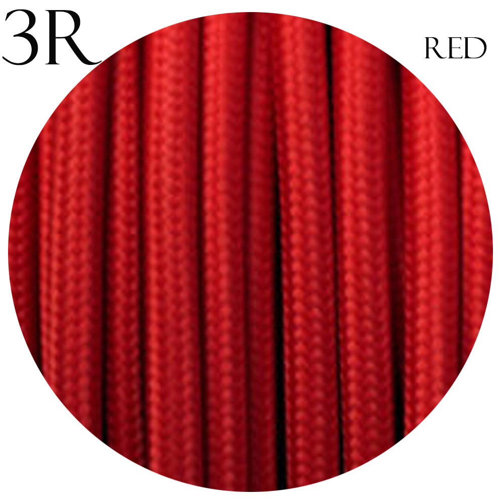 3 core Round Vintage Braided Fabric Red coloured Cable Flex 0.75mm