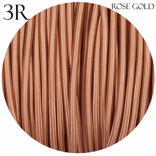 3 core Round Vintage Braided Fabric Rose Gold Colored Cable Flex