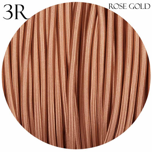 3 core Round Vintage Braided Fabric Rose Gold Colored Cable Flex
