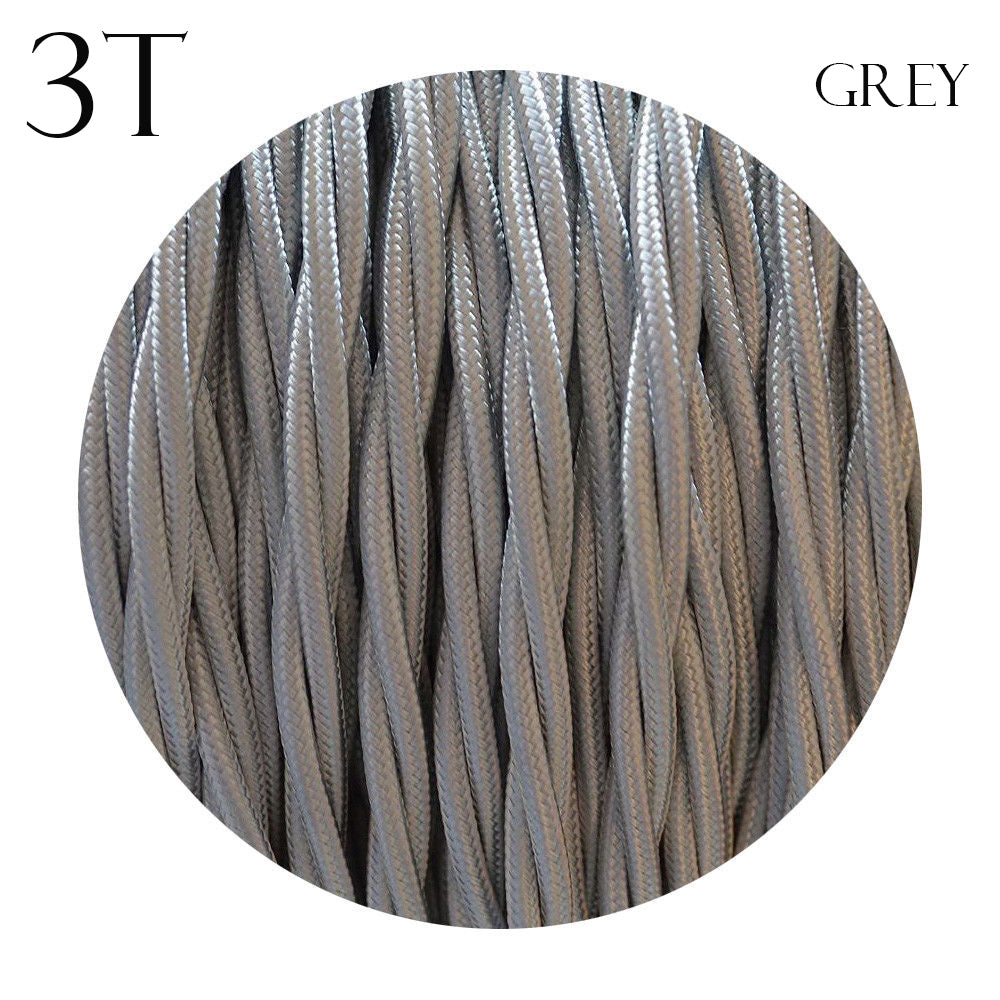 Grey color 3 Core Twisted Electric Cable solid fabric 0.75 mm