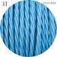 light Blue color 3 Core Twisted Electric Cable covered fabric 0.75mm