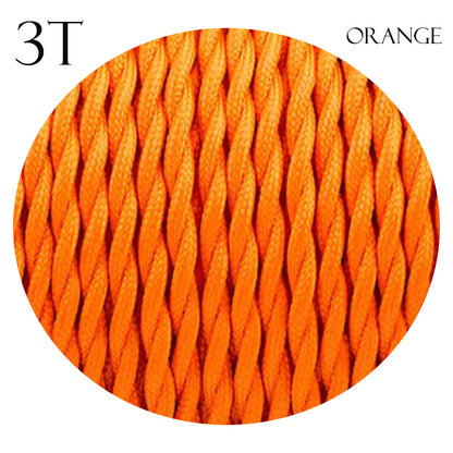 Twisted Orange Vintage Electric fabric Cable Flex 0.75mm - 3Core