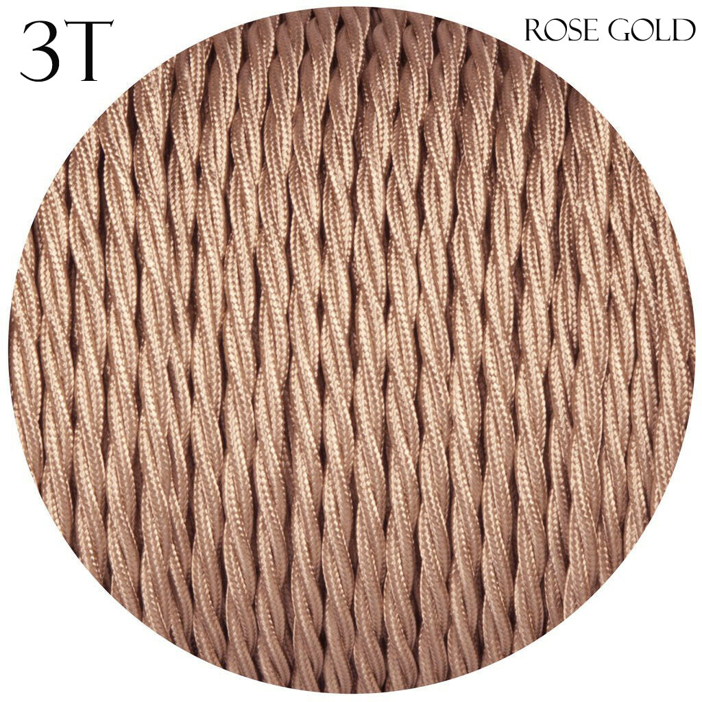 Rose Gold 3 Core Twisted Electric Cable covered color fabric 0.75mm