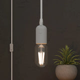 E27 Plug-In Hanging Pendant Light Fixture White Lamp Socket Cord