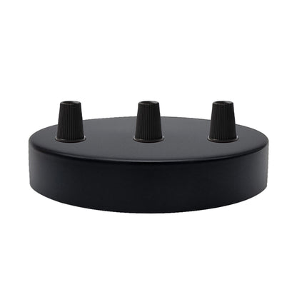 Multi Outlet Ceiling Rose - Black Metal Side Fitting Pendant Drop 120x25mm