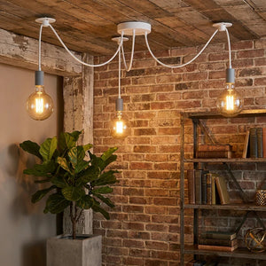 3-Way Spider Pendant Light – E27 Cage Shade Industrial Ceiling Light