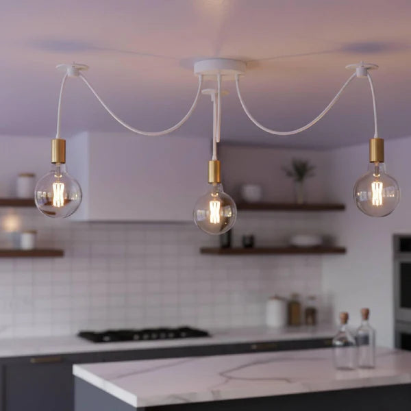 3-Way Spider Pendant Light – E27 Cage Shade Industrial Ceiling Light