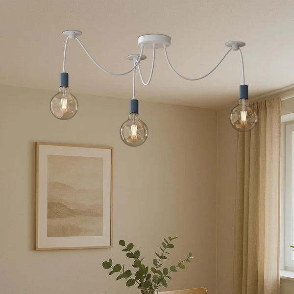 3-Way Spider Pendant Light – E27 Cage Shade Industrial Ceiling Light
