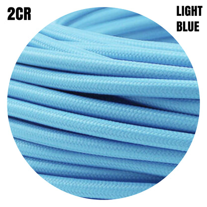0.75mm 2 Core Round Vintage Light Blue Braided Fabric Light Flex
