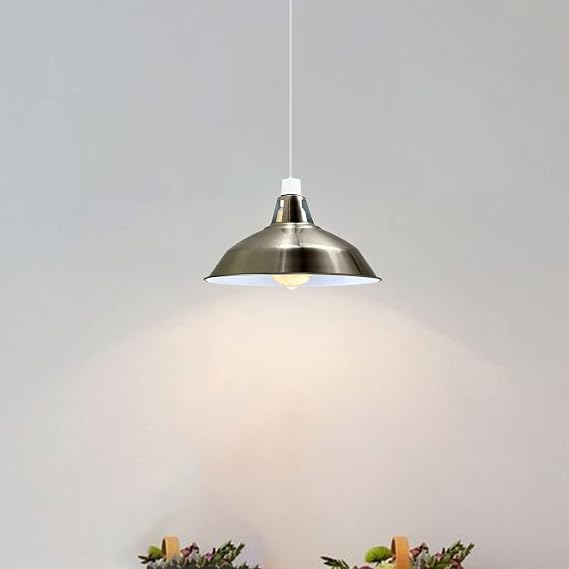 Electro Plating Modern Retro Barn Light Shades 4cm Top ole, Modern Ceiling Pendant Easy Fit Lampshades