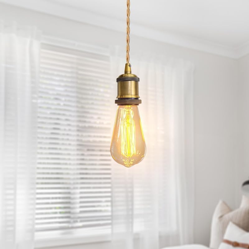 E27 Pendant Light Fitting with Ceiling Rose and Fabric Cord
