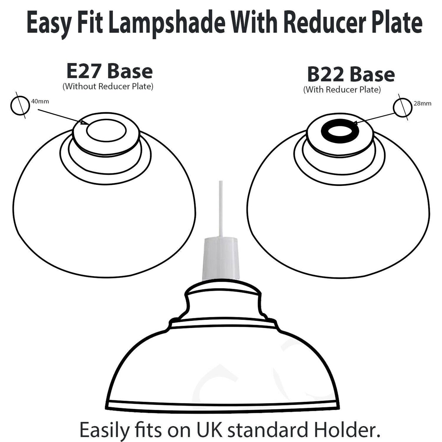Electro Plating  Vintage 29cm x 21cm diameter Retro Pendant Easy Fit Curvy Shade Metal hanging pendant Lampshade