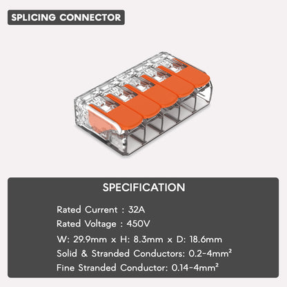 Wago alternative 32A lever connector UK reusable 5-way push fit terminal connector 32 amp