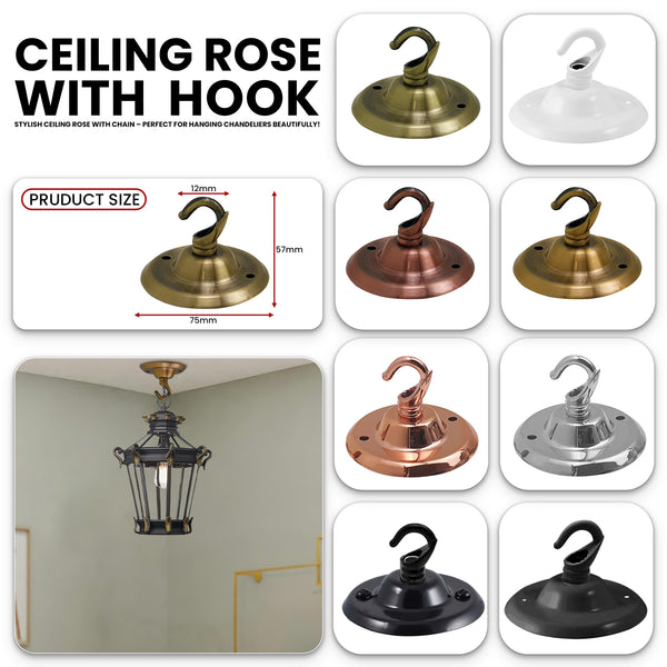 75mm/105mm Metal Ceiling Rose Hook Plate For Light Fitting