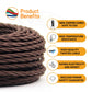 5m Burgundy 2-Core Twisted Fabric Electrical Cable  0.75mm