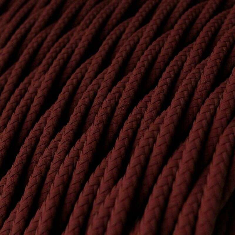 5m Burgundy 2-Core Twisted Fabric Electrical Cable  0.75mm