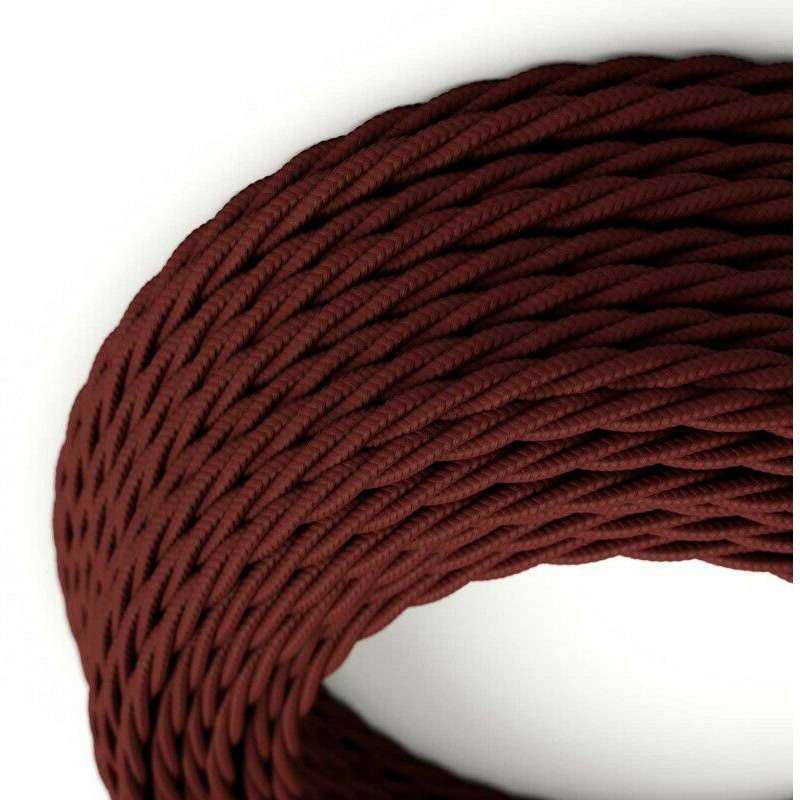 5m Burgundy 2-Core Twisted Fabric Electrical Cable  0.75mm