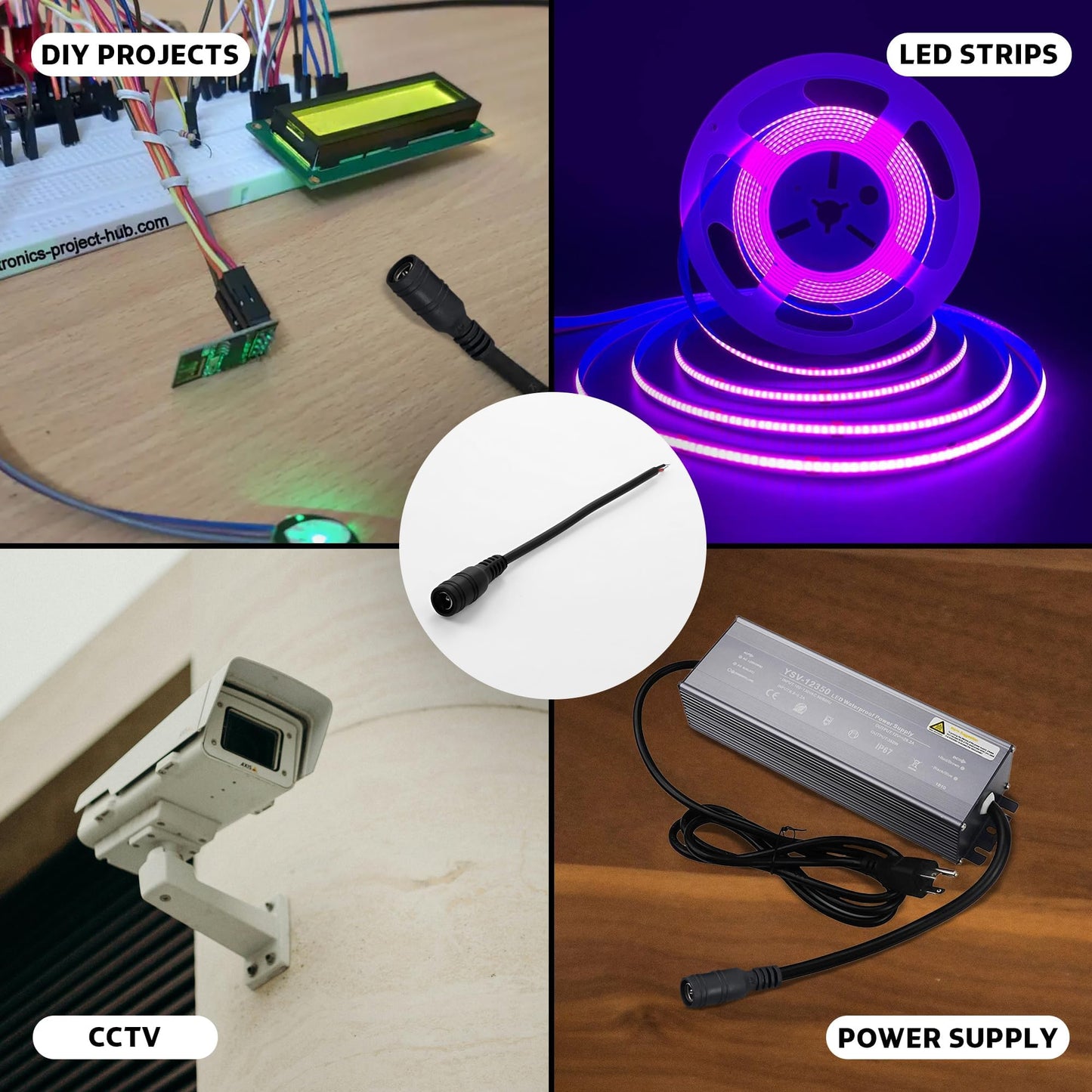 LED Strip Light Connector Cable Adapter, Clip & Extension Wire 3 Pcs