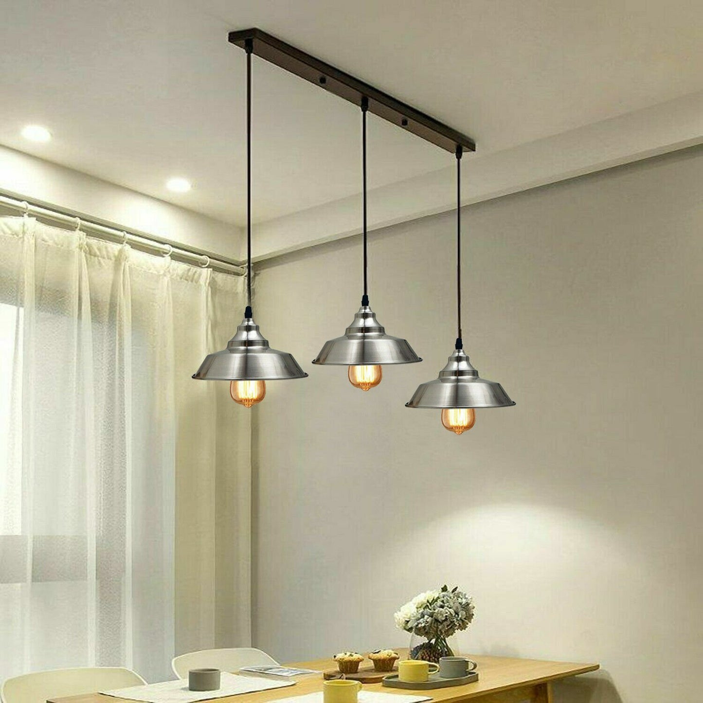 Vintage Metal shade 3 head E27 Ceiling Pendant lights