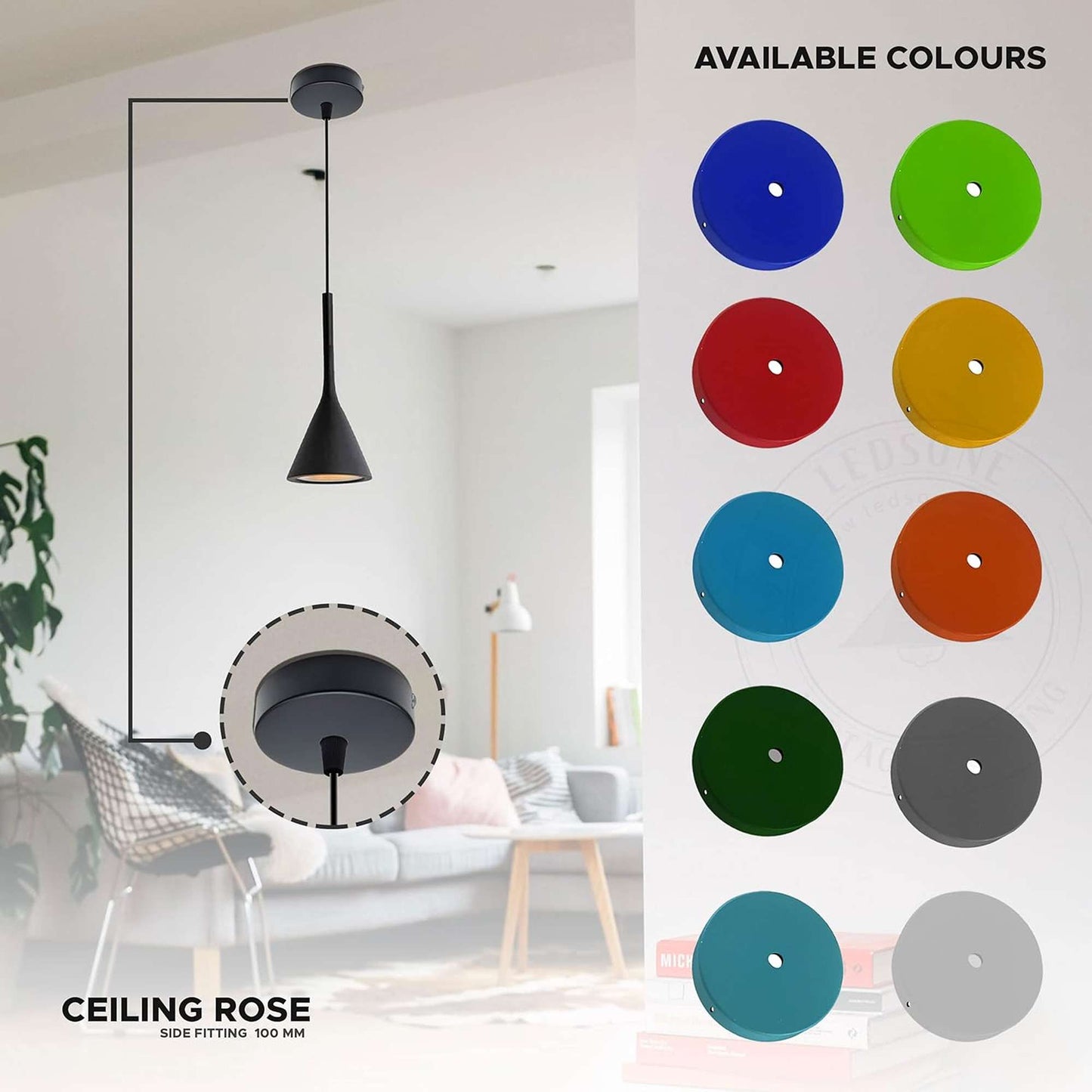 Classic Industrial Ceiling Rose for Pendant Fixtures – 100x25mm