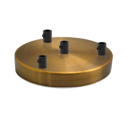 Multi Outlet Ceiling Rose - Black Metal Side Fitting Pendant Drop 120x25mm