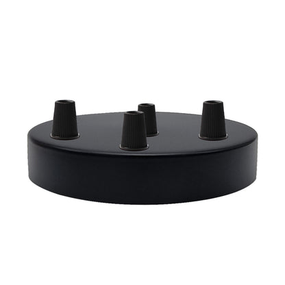 Multi Outlet Ceiling Rose - Black Metal Side Fitting Pendant Drop 120x25mm