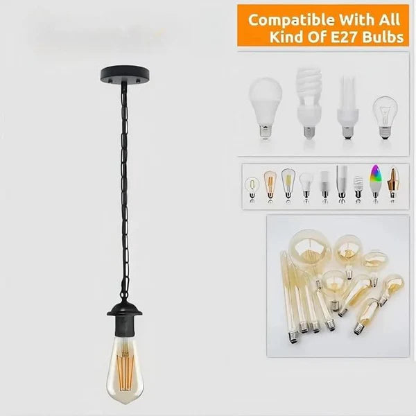 Chrome Metal Pendant Light With Chain | E27 Lamp Holder