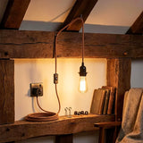 Vintage Industrial Plug-In Pendant Light 4m Fabric Cord E27