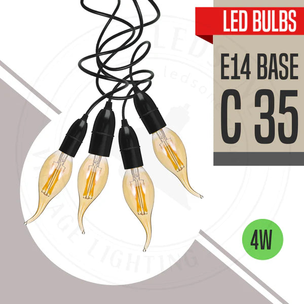 C35 E14 4W LED Dimmable Bent tip Vintage Flame Candle Light Bulb