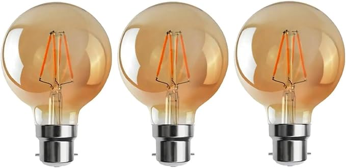 Vintage Bayonet Edison Bulb – G80 B22 4W Amber Globe Dimmable