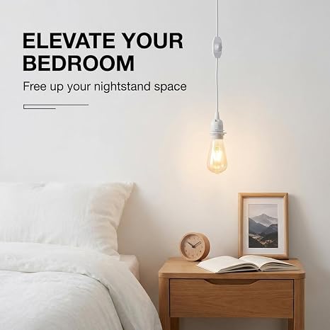 White 2m Plug In Pendant with Switch Holder Lighting Cable