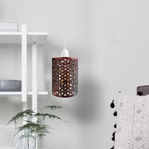 Drum Lampshade Flower Pattern  Modern Metal Shade Retro Style Wire cage