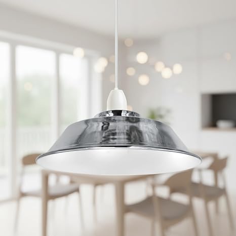 22cm Retro Electroplated Metal Bowl Lampshade – E27/B22, 7 Colours