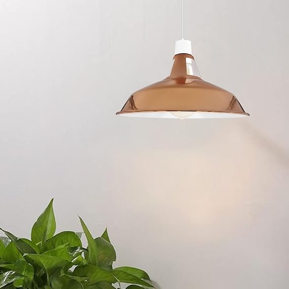 Electro Plating Modern Retro Barn Light Shades 4cm Top ole, Modern Ceiling Pendant Easy Fit Lampshades