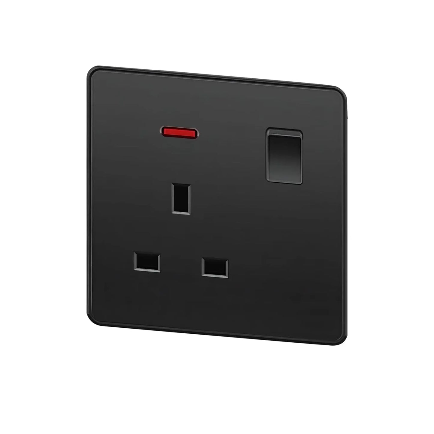 Screwless Black Switch & Socket, Textured Flat Plate, USB Option