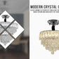 Vintage Crystal Chandelier Clear And Chrome Semi Flush Mount Ceiling Light E14