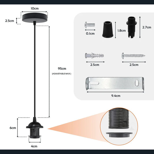 Industrial E27 Lamp holder Adjustable Ceiling pendant light