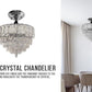 Vintage Crystal Chandelier Clear And Chrome Semi Flush Mount Ceiling Light E14