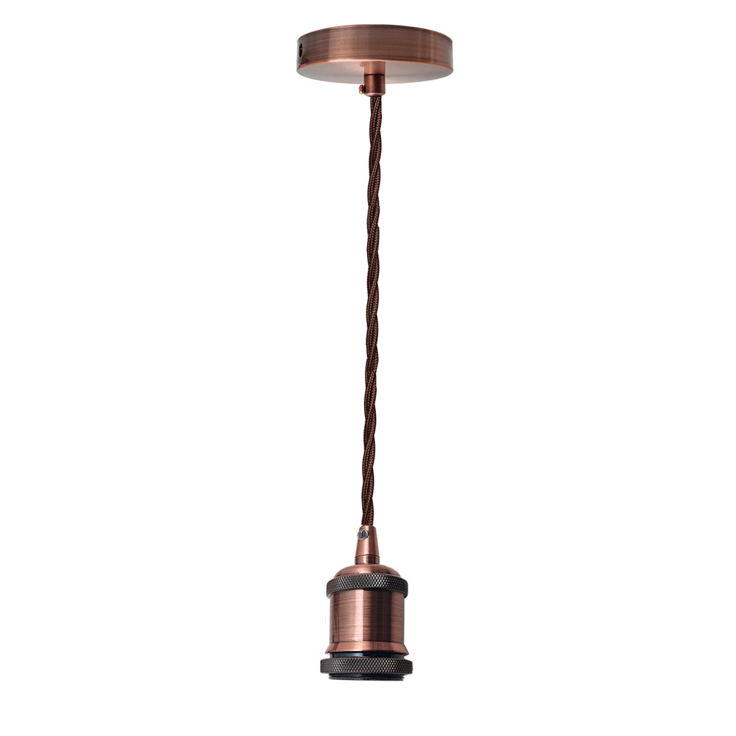 Vintage Copper Pendant Light Fitting – E27 Industrial Ceiling Lamp with 1m Adjustable Twisted Cable  ~1712